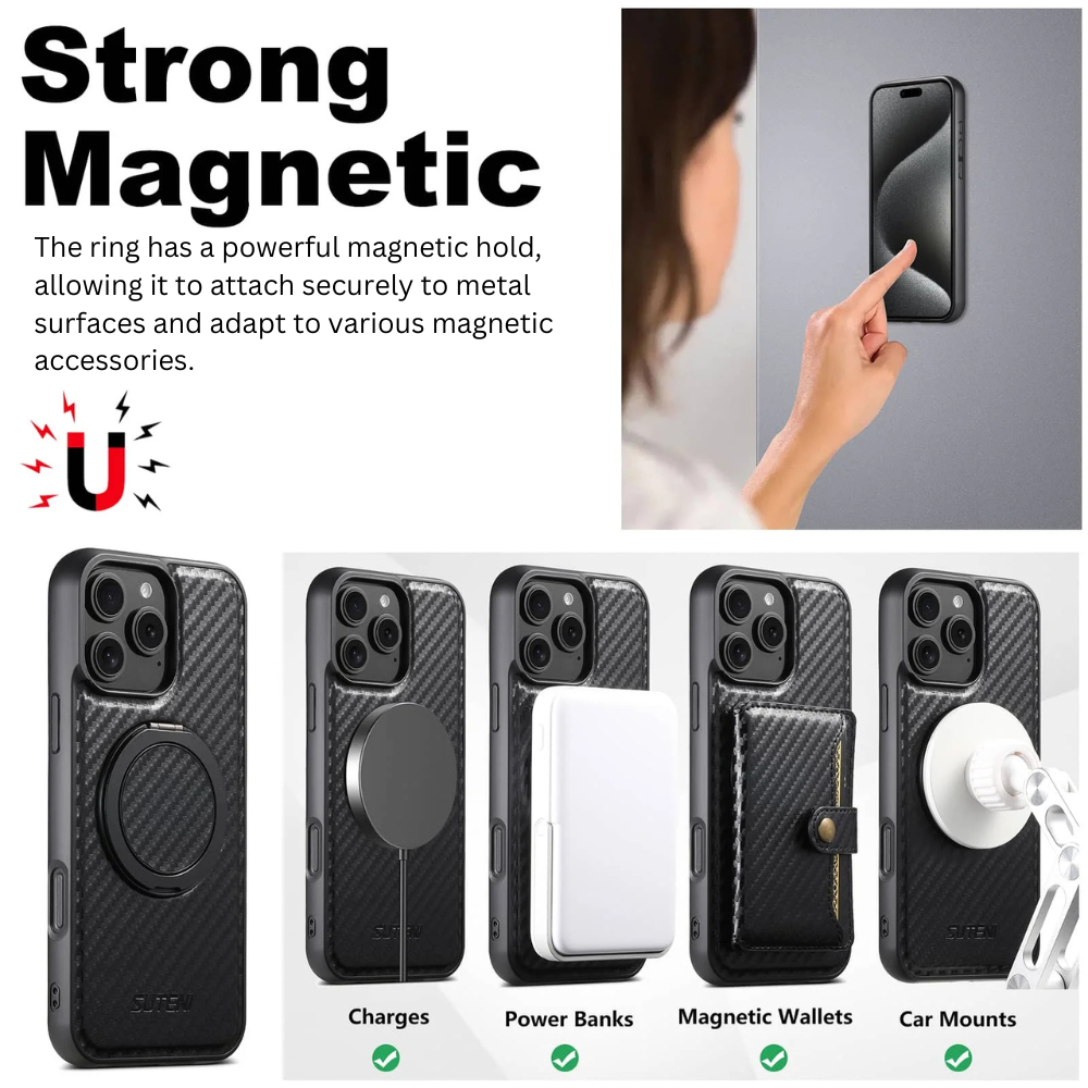 Frons Carbon Fiber Shockproof iPhone Case With Kickstand