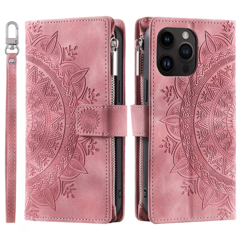 Caelina Magnetic Leather Wallet iPhone Case With Straps