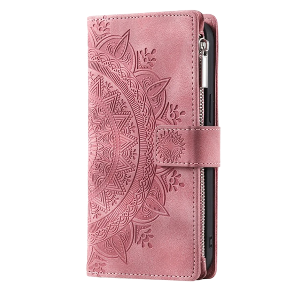 Caelina Magnetic Leather Wallet iPhone Case With Straps