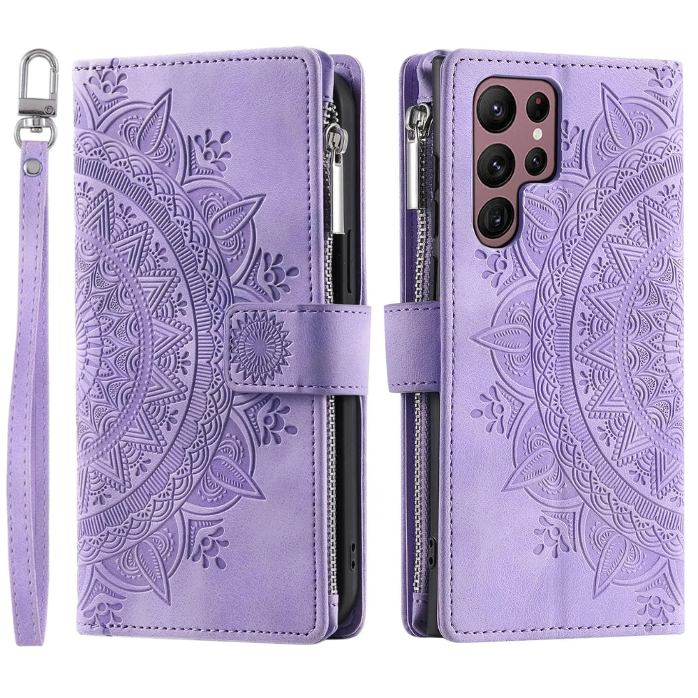 Educo Magnetic Leather Wallet Case With Straps For Galaxy S Series