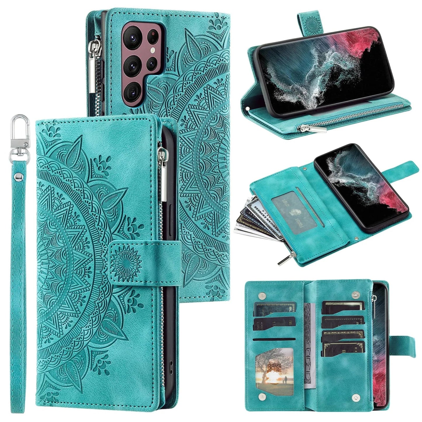 Deus Magnetic Leather Wallet Galaxy Case With Straps