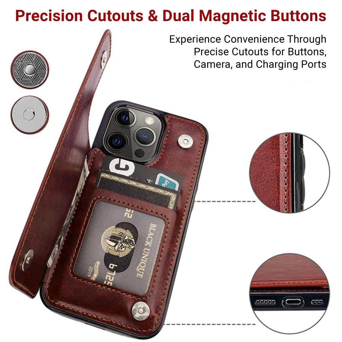 Vistor Leather Flip Wallet Case For iPhone 14 and 15 Series - Astra Cases IE