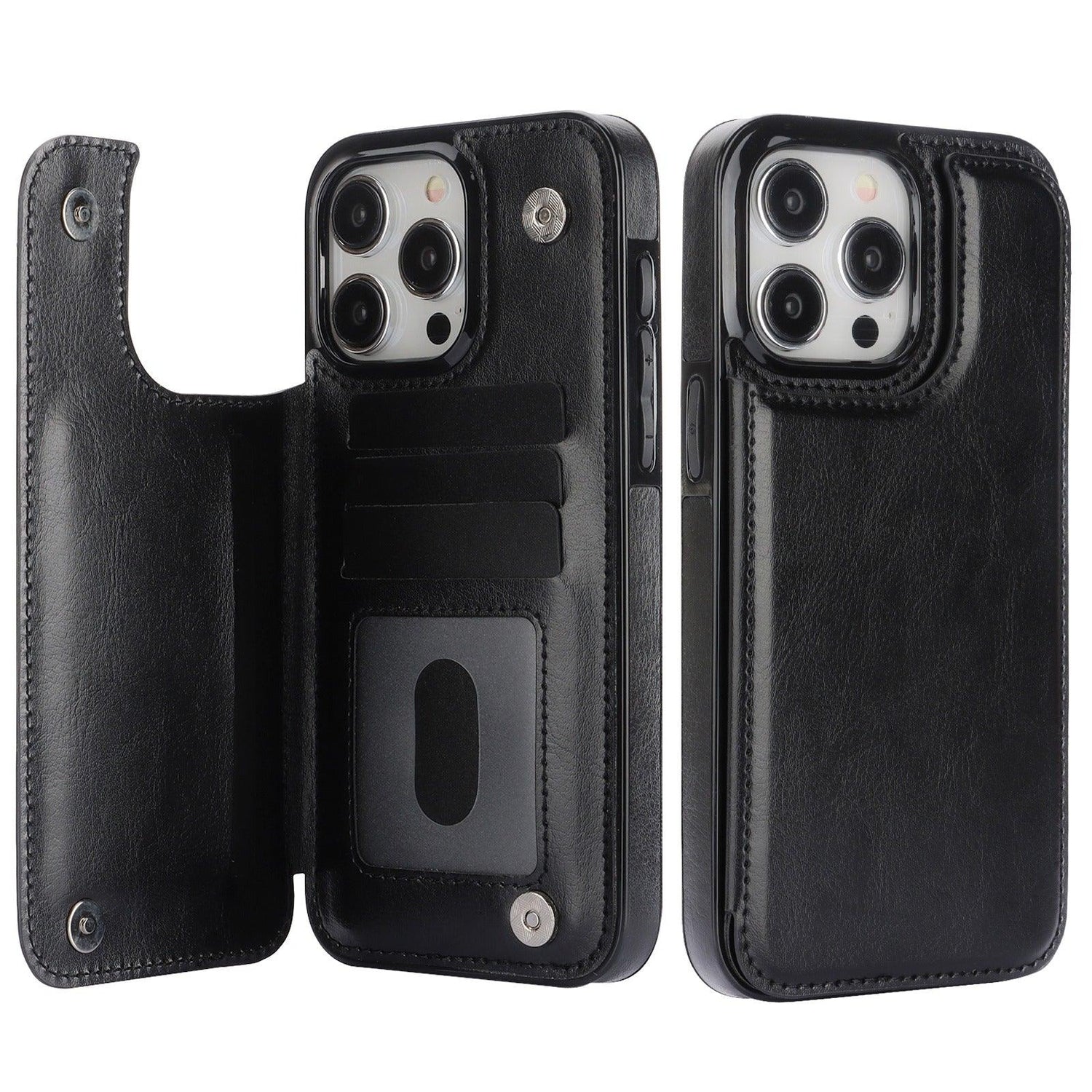 Vistor Leather Flip Wallet Case For iPhone 14 and 15 Series - Astra Cases IE